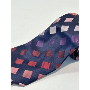 Croft & Barrow men's silk necktie navy w/diamond pattern pink red purple 56"L4"W